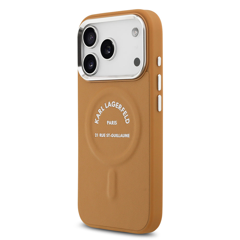iPhone 17 Pro Max Kılıf Karl Lagerfeld Orijinal Lisanslı M-safe Şarj Özellikli Metal Kamera ve Buton Tasarımlı Paris RSG PU Deri Kılıf
