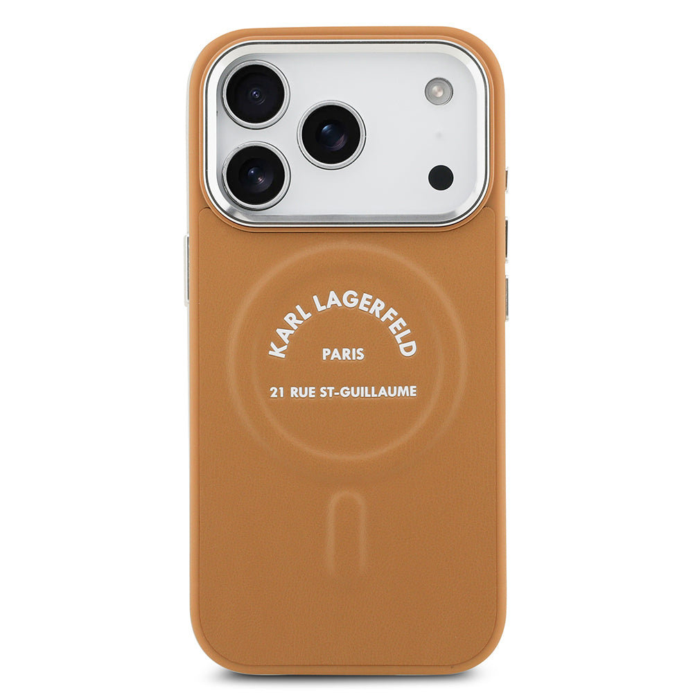 iPhone 17 Pro Max Kılıf Karl Lagerfeld Orijinal Lisanslı M-safe Şarj Özellikli Metal Kamera ve Buton Tasarımlı Paris RSG PU Deri Kılıf