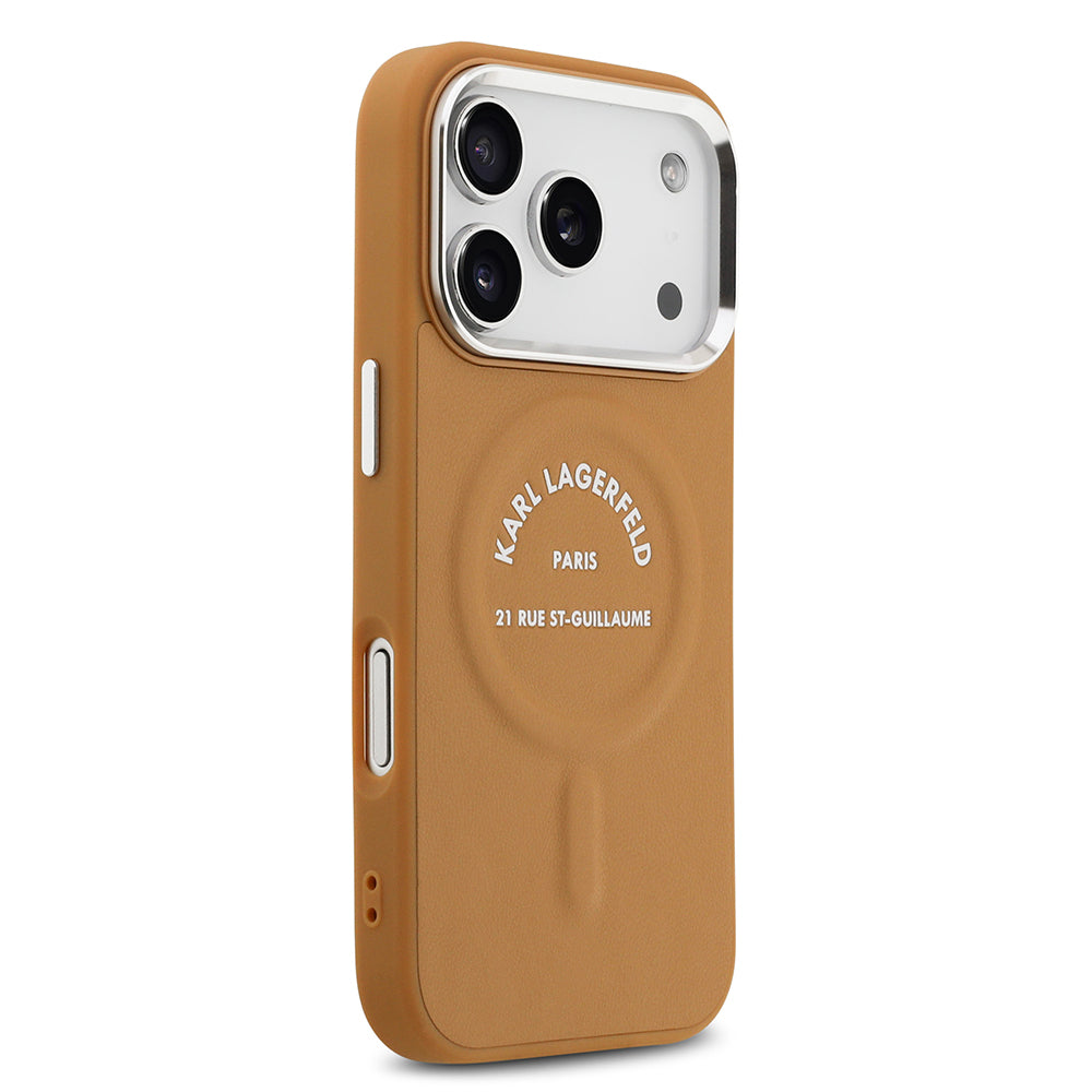 iPhone 17 Pro Max Kılıf Karl Lagerfeld Orijinal Lisanslı M-safe Şarj Özellikli Metal Kamera ve Buton Tasarımlı Paris RSG PU Deri Kılıf