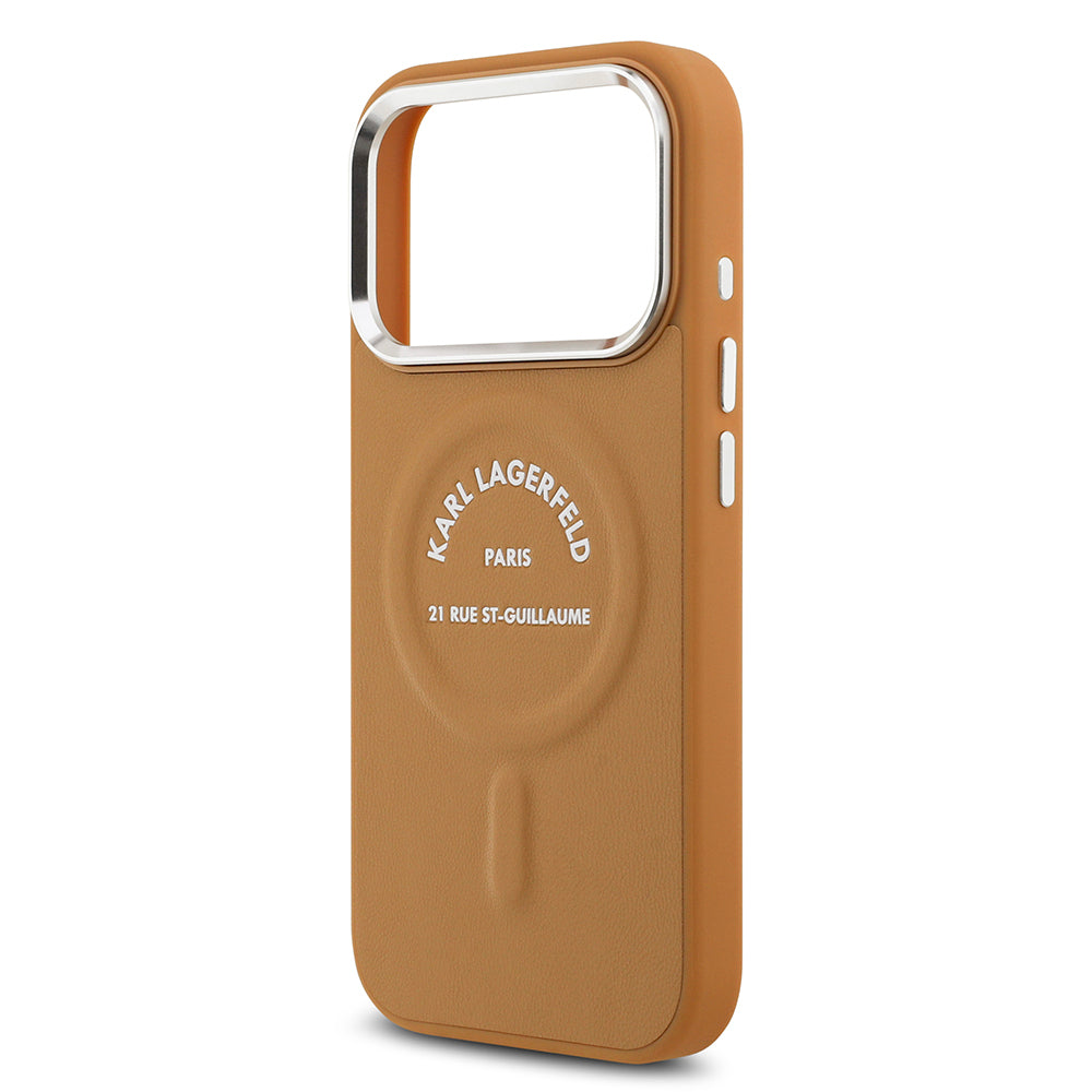 iPhone 17 Pro Max Kılıf Karl Lagerfeld Orijinal Lisanslı M-safe Şarj Özellikli Metal Kamera ve Buton Tasarımlı Paris RSG PU Deri Kılıf