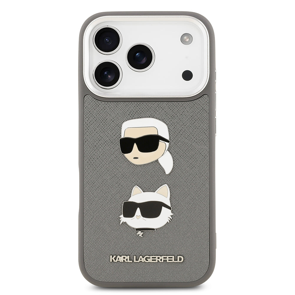iPhone 17 Pro Max Kılıf Karl Lagerfeld Orijinal Lisanslı Metal Logolu K&C Heads Pin Kılıf