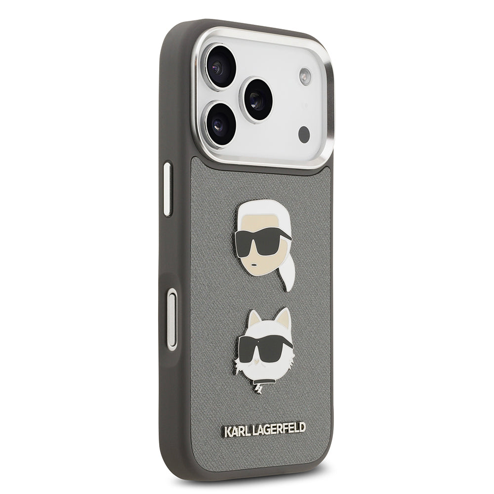 iPhone 17 Pro Max Kılıf Karl Lagerfeld Orijinal Lisanslı Metal Logolu K&C Heads Pin Kılıf