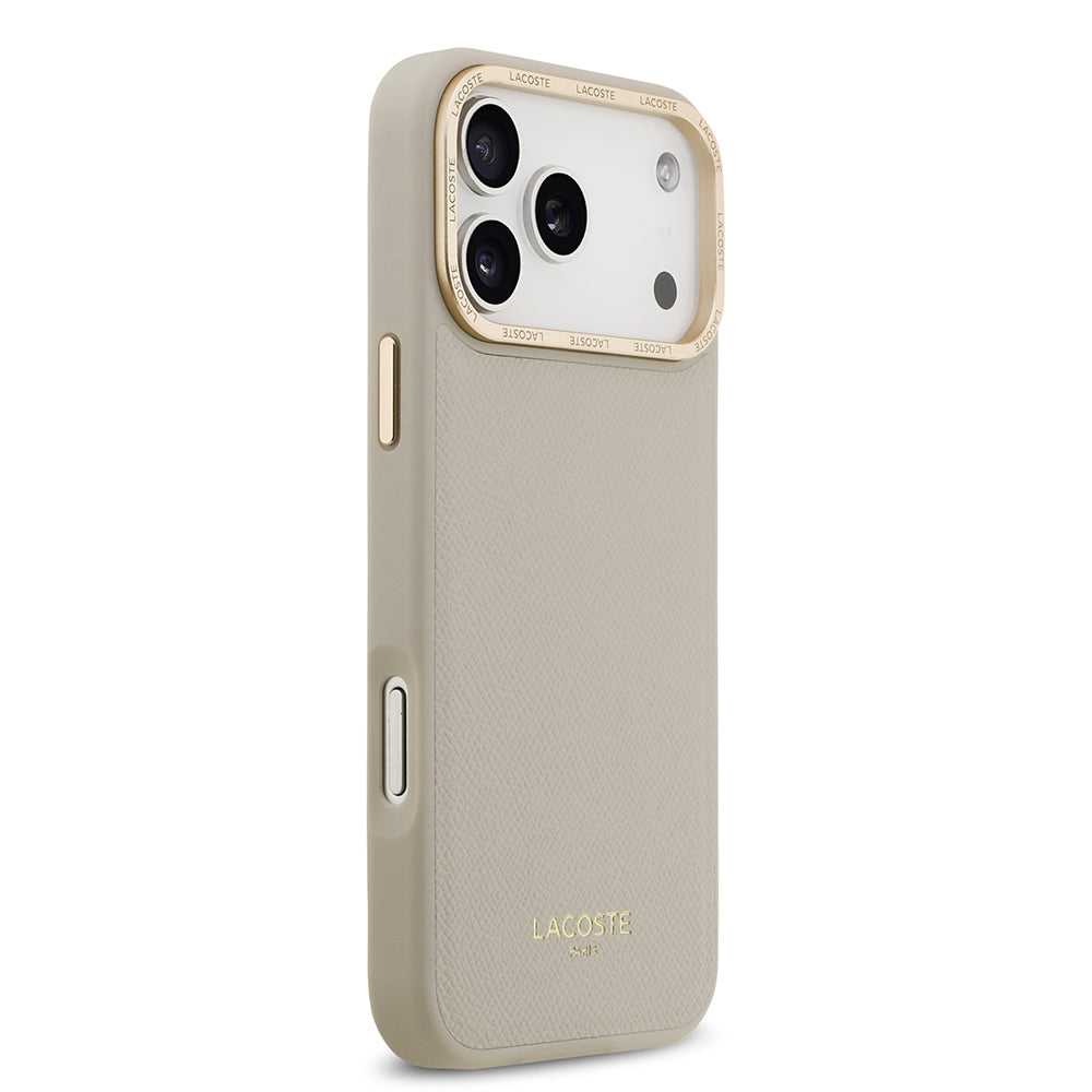 iPhone 17 Pro Max Kılıf Lacoste Orijinal Lisanslı M-safe Şarj Özellikli Champs Elysees PU Deri Tasarımlı Kılıf