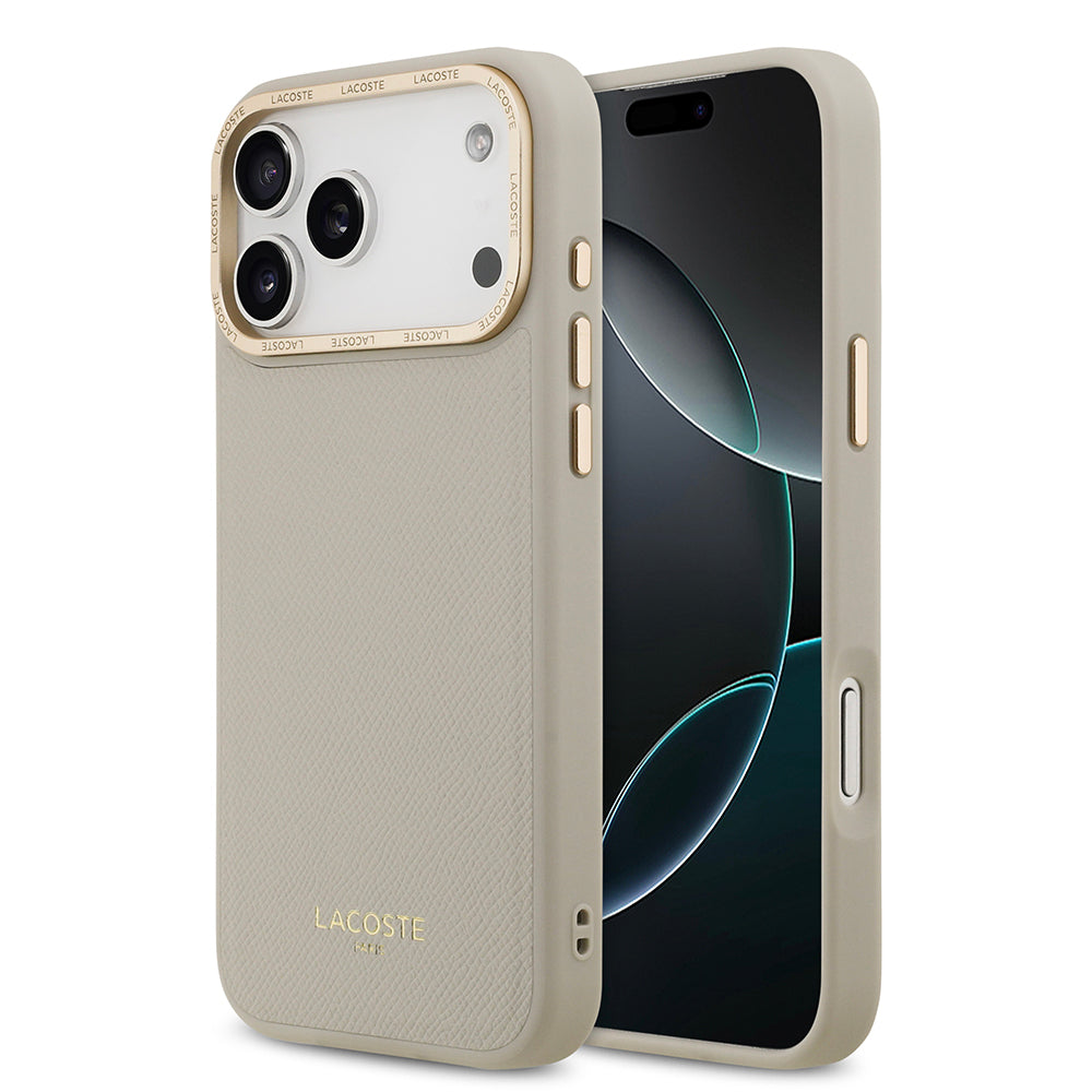 iPhone 17 Pro Max Kılıf Lacoste Orijinal Lisanslı M-safe Şarj Özellikli Champs Elysees PU Deri Tasarımlı Kılıf