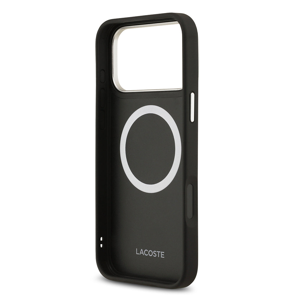 iPhone 17 Pro Max Kılıf Lacoste Orijinal Lisanslı M-safe Şarj Özellikli Champs Elysees PU Deri Tasarımlı Kılıf