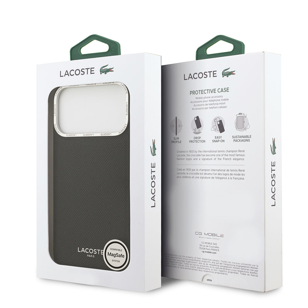 iPhone 17 Pro Max Kılıf Lacoste Orijinal Lisanslı M-safe Şarj Özellikli Champs Elysees PU Deri Tasarımlı Kılıf