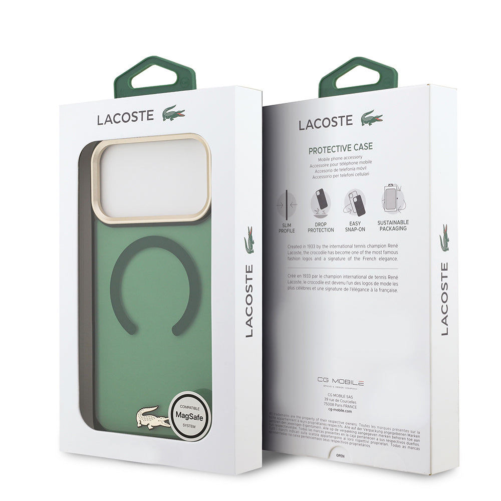 iPhone 17 Pro Max Kılıf Lacoste Orijinal Lisanslı M-safe Şarj Özellikli Gold Timsah Logolu Buzlu Kılıf