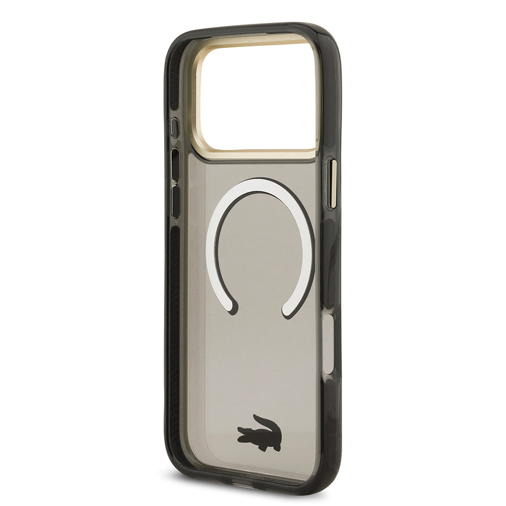 iPhone 17 Pro Max Kılıf Lacoste Orijinal Lisanslı M-safe Şarj Özellikli Gold Timsah Logolu Buzlu Kılıf