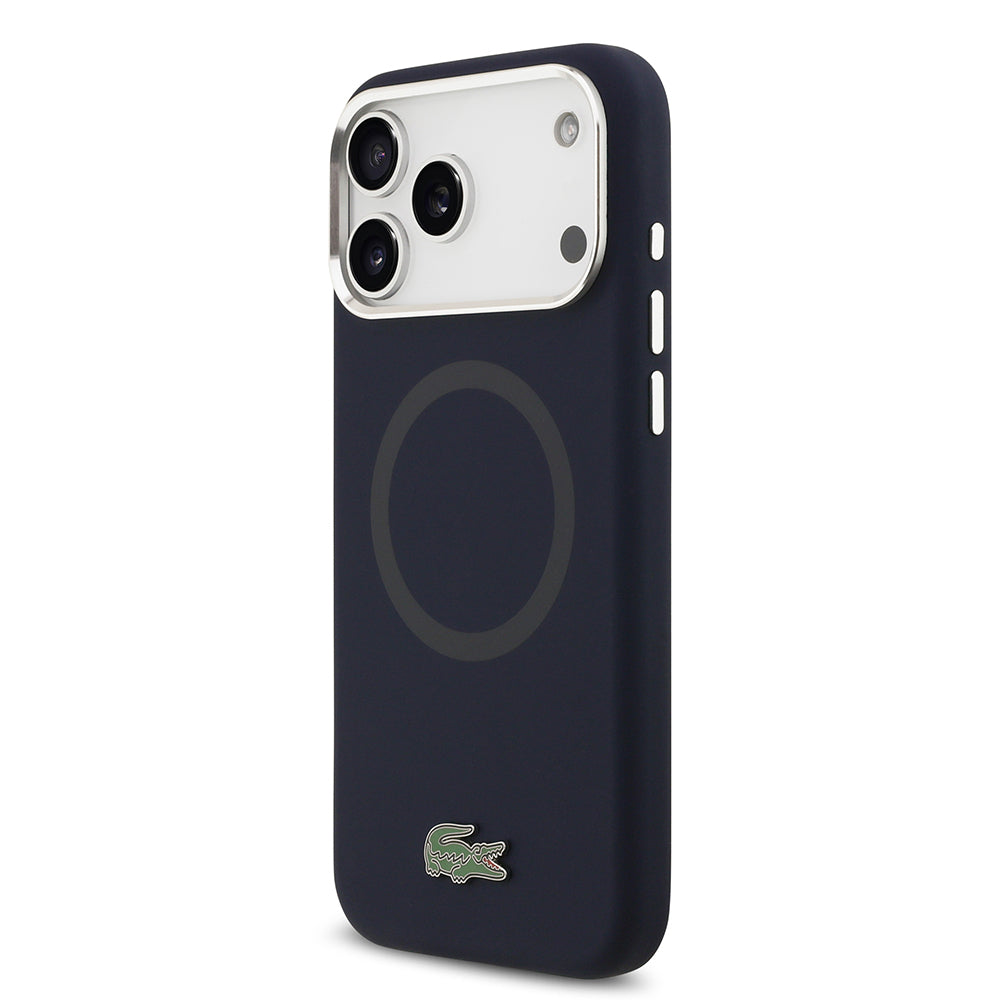 iPhone 17 Pro Max Kılıf Lacoste Orijinal Lisanslı M-safe Şarj Özellikli İkonik Logolu Metal Kamera Çerçeveli Silikon Kılıf