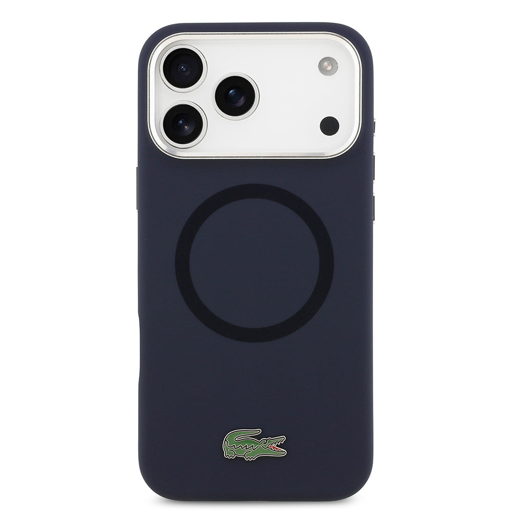 iPhone 17 Pro Max Kılıf Lacoste Orijinal Lisanslı M-safe Şarj Özellikli İkonik Logolu Metal Kamera Çerçeveli Silikon Kılıf