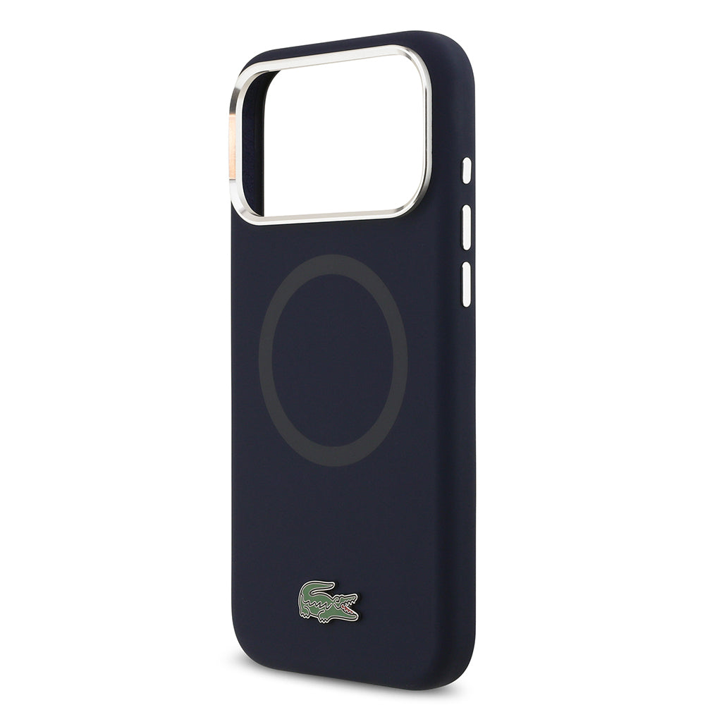 iPhone 17 Pro Max Kılıf Lacoste Orijinal Lisanslı M-safe Şarj Özellikli İkonik Logolu Metal Kamera Çerçeveli Silikon Kılıf