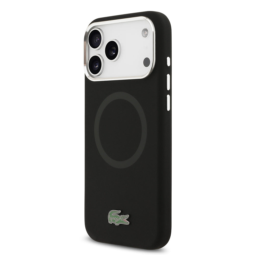 iPhone 17 Pro Max Kılıf Lacoste Orijinal Lisanslı M-safe Şarj Özellikli İkonik Logolu Metal Kamera Çerçeveli Silikon Kılıf