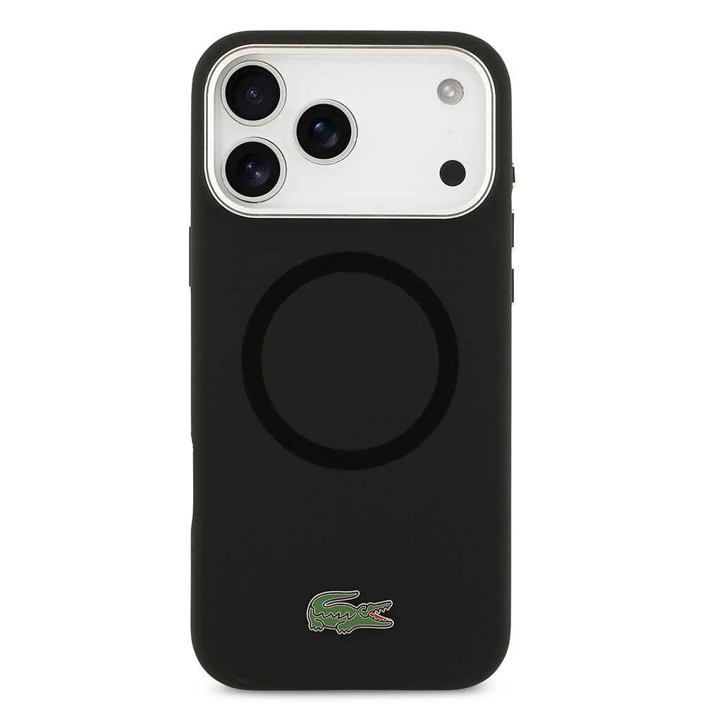 iPhone 17 Pro Max Kılıf Lacoste Orijinal Lisanslı M-safe Şarj Özellikli İkonik Logolu Metal Kamera Çerçeveli Silikon Kılıf