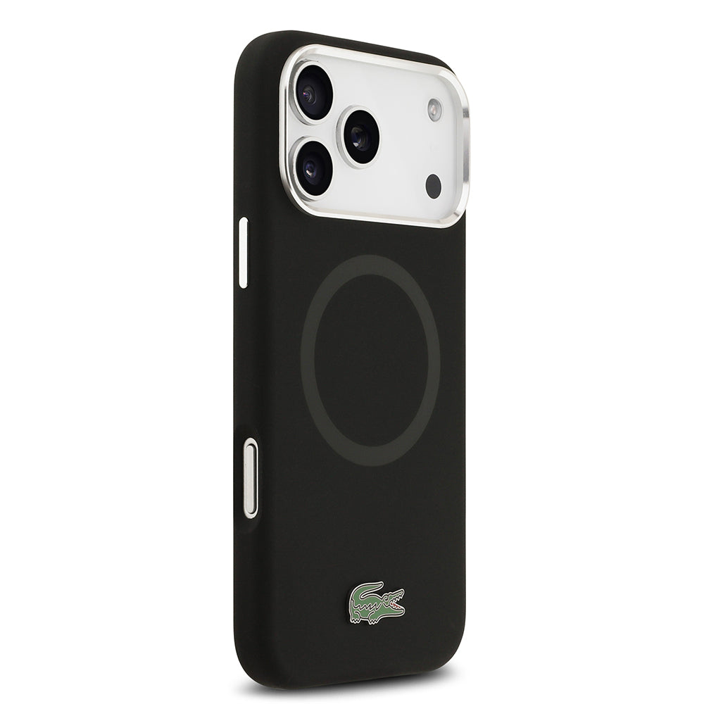 iPhone 17 Pro Max Kılıf Lacoste Orijinal Lisanslı M-safe Şarj Özellikli İkonik Logolu Metal Kamera Çerçeveli Silikon Kılıf