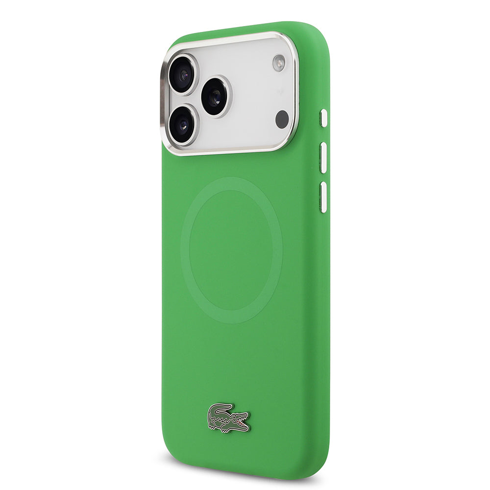 iPhone 17 Pro Max Kılıf Lacoste Orijinal Lisanslı M-safe Şarj Özellikli İkonik Logolu Metal Kamera Çerçeveli Silikon Kılıf