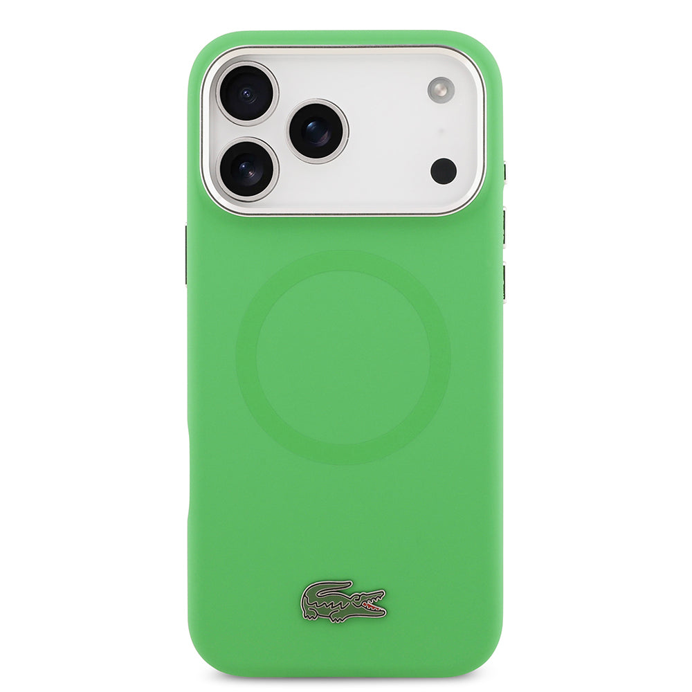 iPhone 17 Pro Max Kılıf Lacoste Orijinal Lisanslı M-safe Şarj Özellikli İkonik Logolu Metal Kamera Çerçeveli Silikon Kılıf