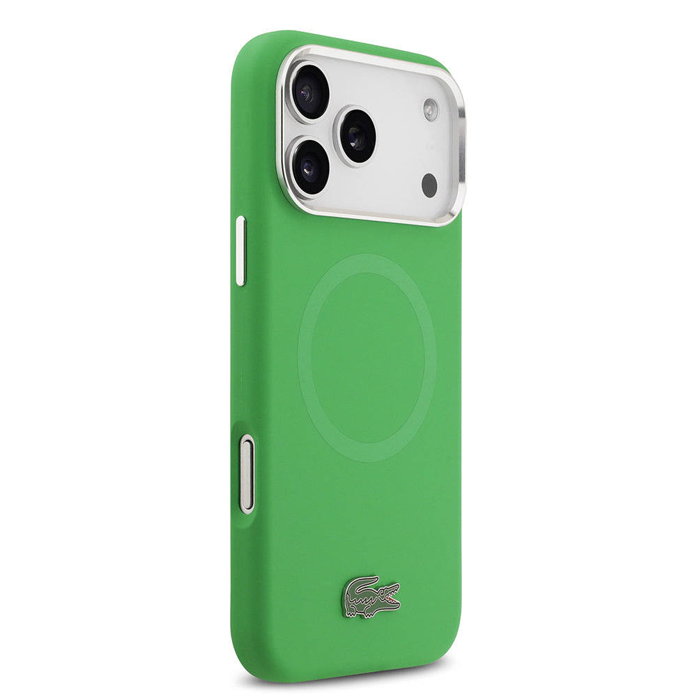 iPhone 17 Pro Max Kılıf Lacoste Orijinal Lisanslı M-safe Şarj Özellikli İkonik Logolu Metal Kamera Çerçeveli Silikon Kılıf