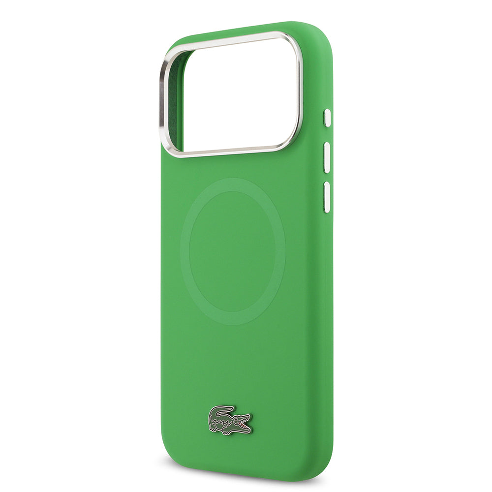 iPhone 17 Pro Max Kılıf Lacoste Orijinal Lisanslı M-safe Şarj Özellikli İkonik Logolu Metal Kamera Çerçeveli Silikon Kılıf