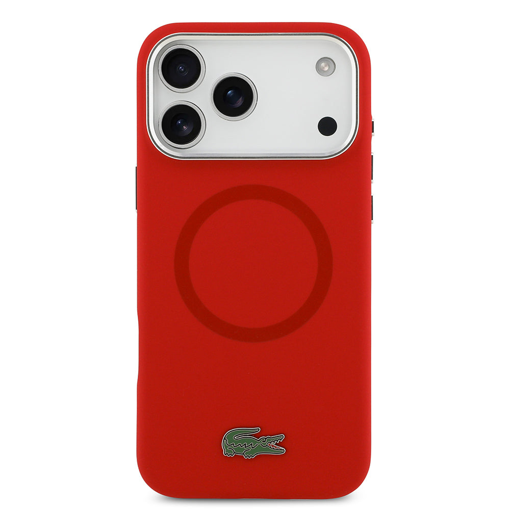iPhone 17 Pro Max Kılıf Lacoste Orijinal Lisanslı M-safe Şarj Özellikli İkonik Logolu Metal Kamera Çerçeveli Silikon Kılıf