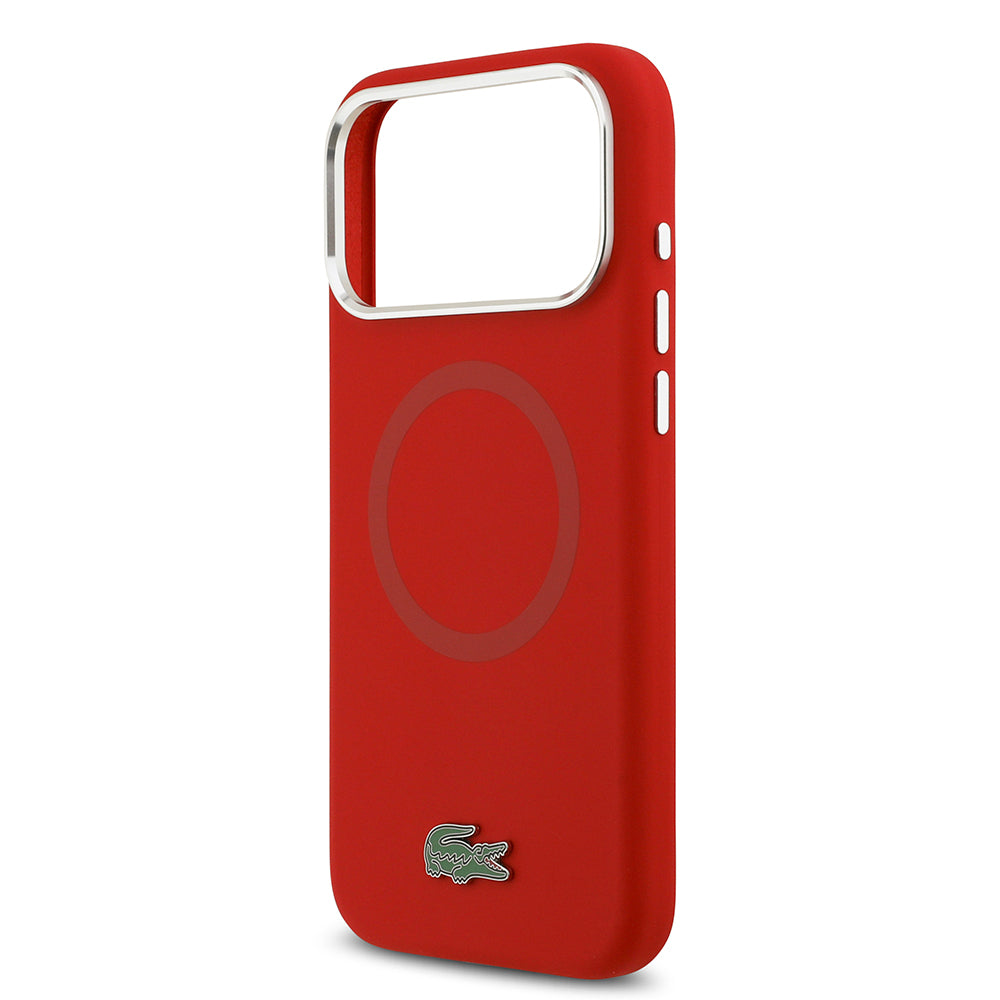 iPhone 17 Pro Max Kılıf Lacoste Orijinal Lisanslı M-safe Şarj Özellikli İkonik Logolu Metal Kamera Çerçeveli Silikon Kılıf