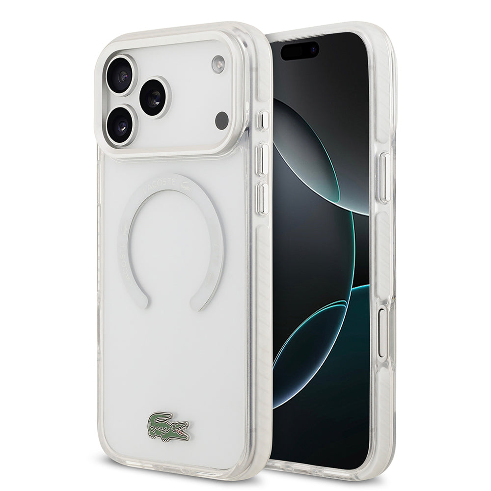 iPhone 17 Pro Max Kılıf Lacoste Orijinal Lisanslı M-safe Şarj Özellikli İkonik Timsah Logolu Buzlu Kılıf