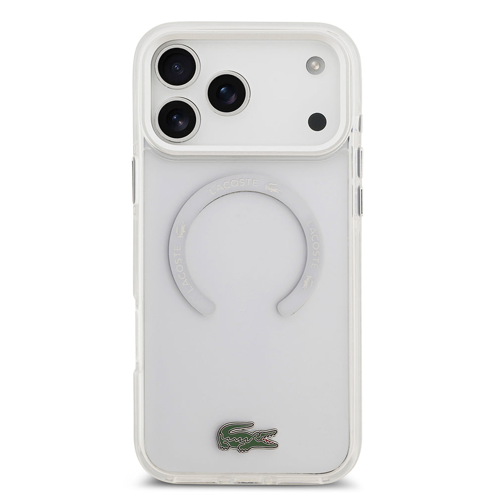 iPhone 17 Pro Max Kılıf Lacoste Orijinal Lisanslı M-safe Şarj Özellikli İkonik Timsah Logolu Buzlu Kılıf