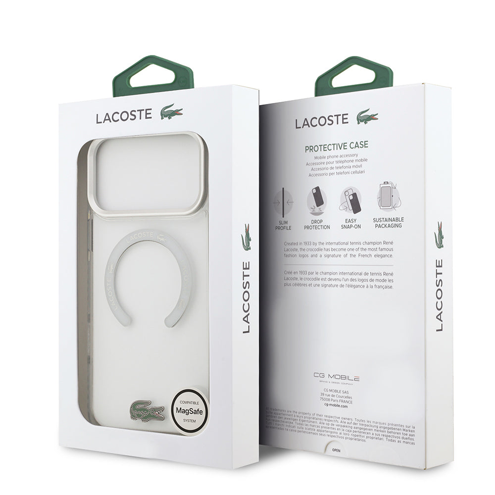 iPhone 17 Pro Max Kılıf Lacoste Orijinal Lisanslı M-safe Şarj Özellikli İkonik Timsah Logolu Buzlu Kılıf