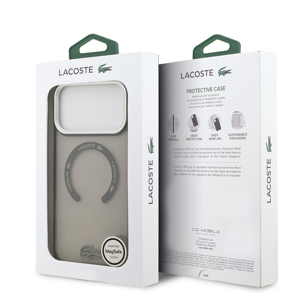 iPhone 17 Pro Max Kılıf Lacoste Orijinal Lisanslı M-safe Şarj Özellikli İkonik Timsah Logolu Buzlu Kılıf