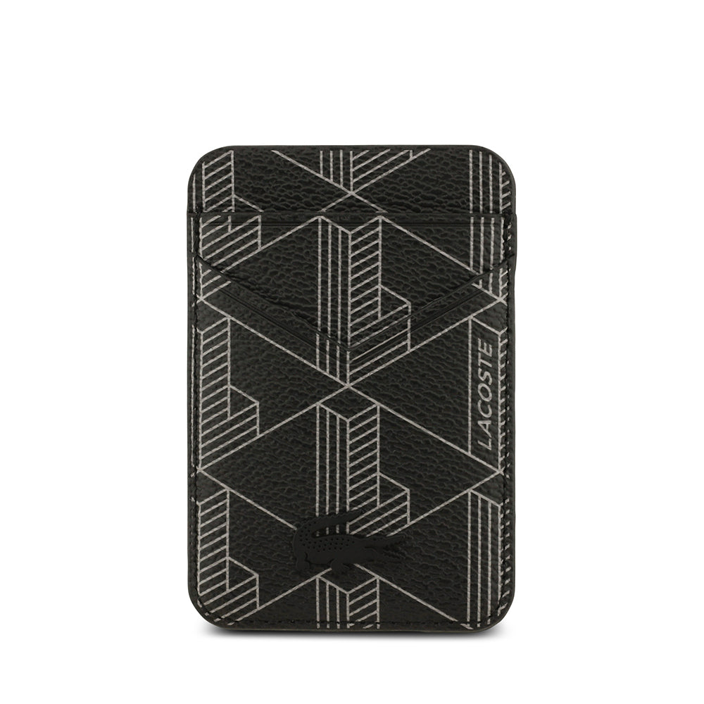 iPhone 17 Pro Max Kılıf Lacoste Orijinal Lisanslı M-safe Şarj Özellikli PU Deri Tasarımlı Kartlıklı Karışık Monogram Desenli Kılıf