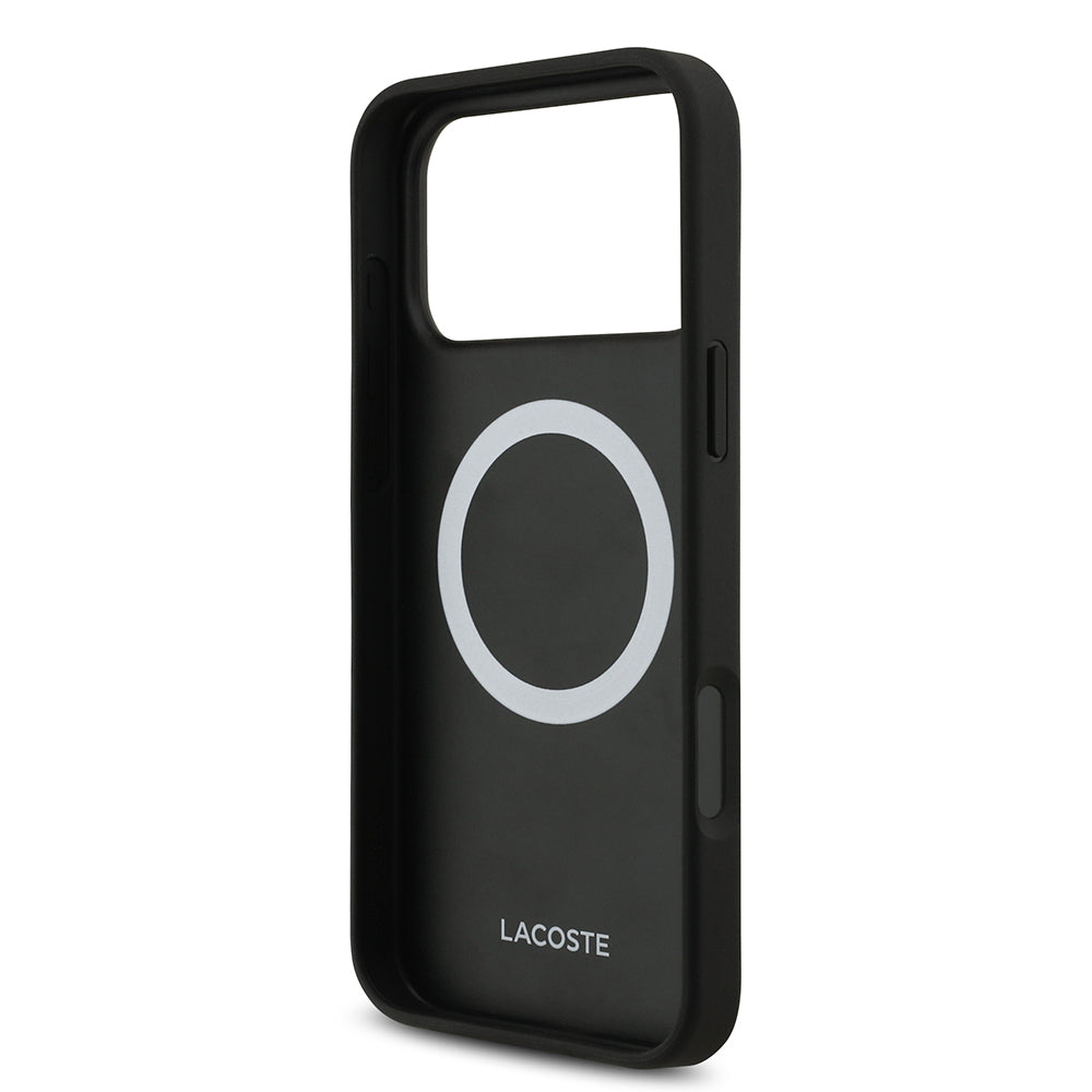 iPhone 17 Pro Max Kılıf Lacoste Orijinal Lisanslı M-safe Şarj Özellikli PU Deri Tasarımlı Metal Logolu Kılıf