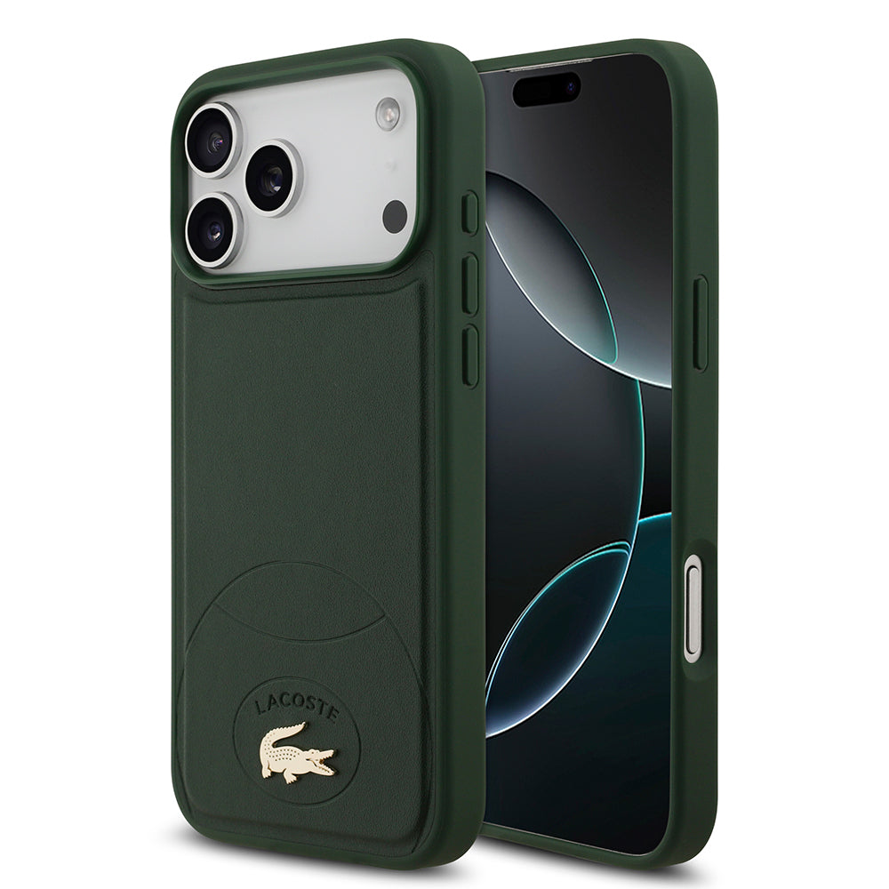iPhone 17 Pro Max Kılıf Lacoste Orijinal Lisanslı M-safe Şarj Özellikli PU Deri Tasarımlı Metal Logolu Kılıf