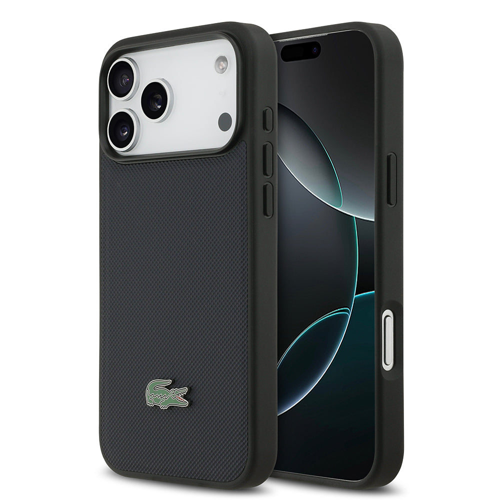 iPhone 17 Pro Max Kılıf Lacoste Orijinal Lisanslı M-safe Şarj Özellikli PU Pike Desenli Metal Logolu Kılıf