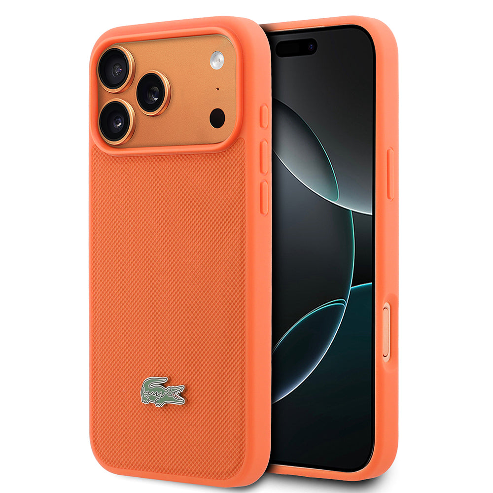 iPhone 17 Pro Max Kılıf Lacoste Orijinal Lisanslı M-safe Şarj Özellikli PU Pike Desenli Metal Logolu Kılıf