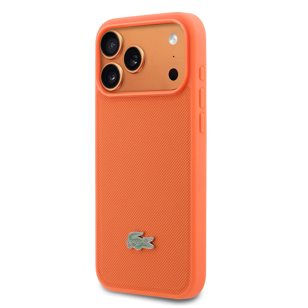 iPhone 17 Pro Max Kılıf Lacoste Orijinal Lisanslı M-safe Şarj Özellikli PU Pike Desenli Metal Logolu Kılıf