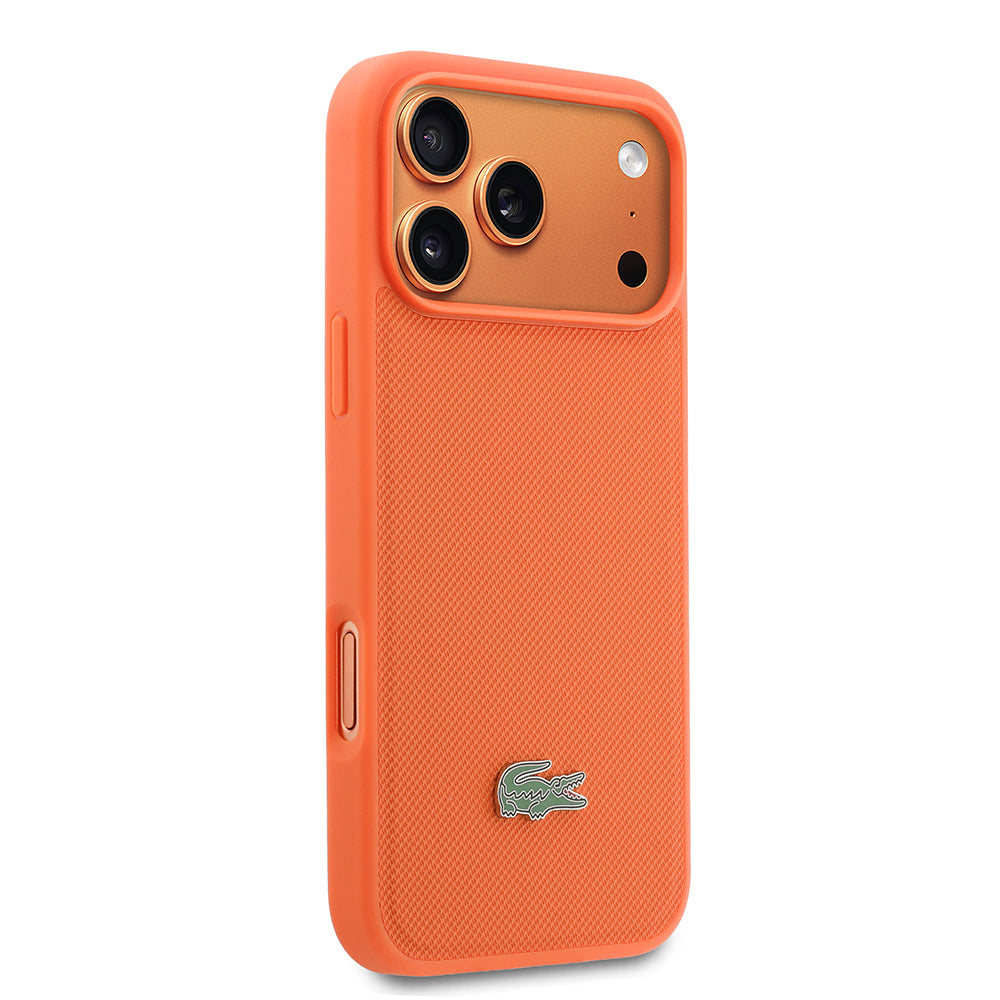 iPhone 17 Pro Max Kılıf Lacoste Orijinal Lisanslı M-safe Şarj Özellikli PU Pike Desenli Metal Logolu Kılıf
