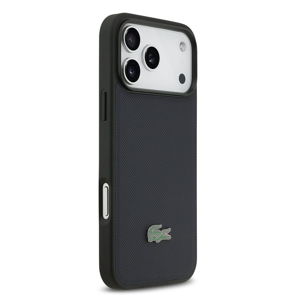 iPhone 17 Pro Max Kılıf Lacoste Orijinal Lisanslı M-safe Şarj Özellikli PU Pike Desenli Metal Logolu Kartlıklı Kılıf