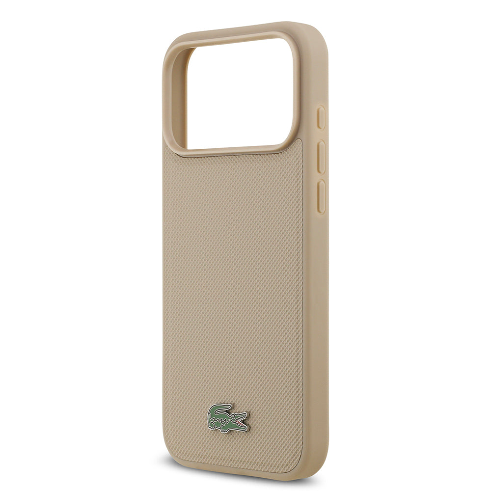 iPhone 17 Pro Max Kılıf Lacoste Orijinal Lisanslı M-safe Şarj Özellikli PU Pike Desenli Metal Logolu Kartlıklı Kılıf