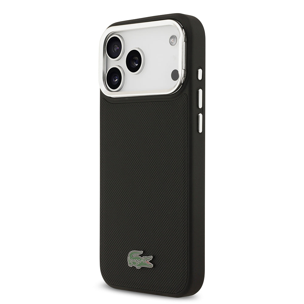 iPhone 17 Pro Max Kılıf Lacoste Orijinal Lisanslı M-safe Şarj Özellikli PU Pike Desenli Standlı Metal Logolu Kılıf