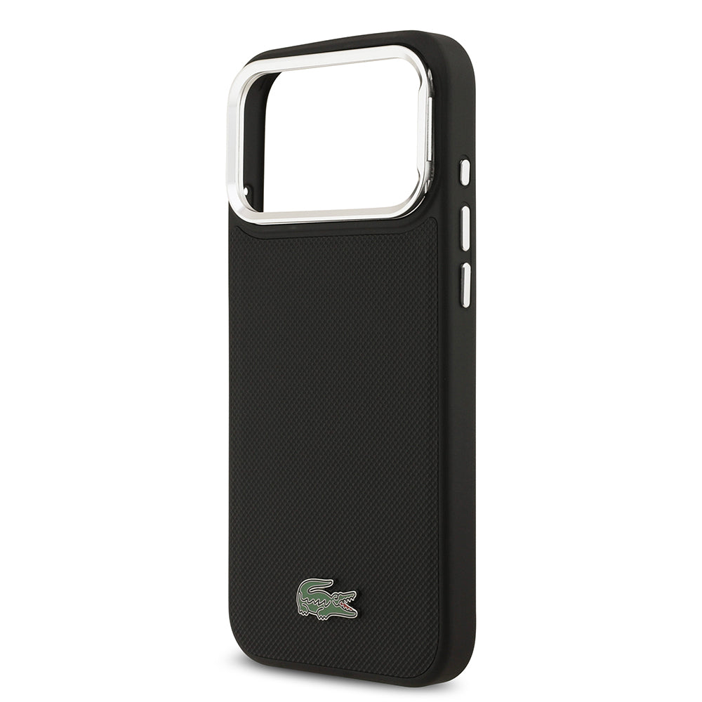 iPhone 17 Pro Max Kılıf Lacoste Orijinal Lisanslı M-safe Şarj Özellikli PU Pike Desenli Standlı Metal Logolu Kılıf