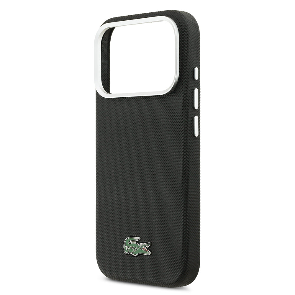 iPhone 17 Pro Max Kılıf Lacoste Orijinal Lisanslı M-Safe Şarj Özellikli PVC Pike Desenli Arka Yüzey İkonik Timsah Dokuma Logolu Kılıf