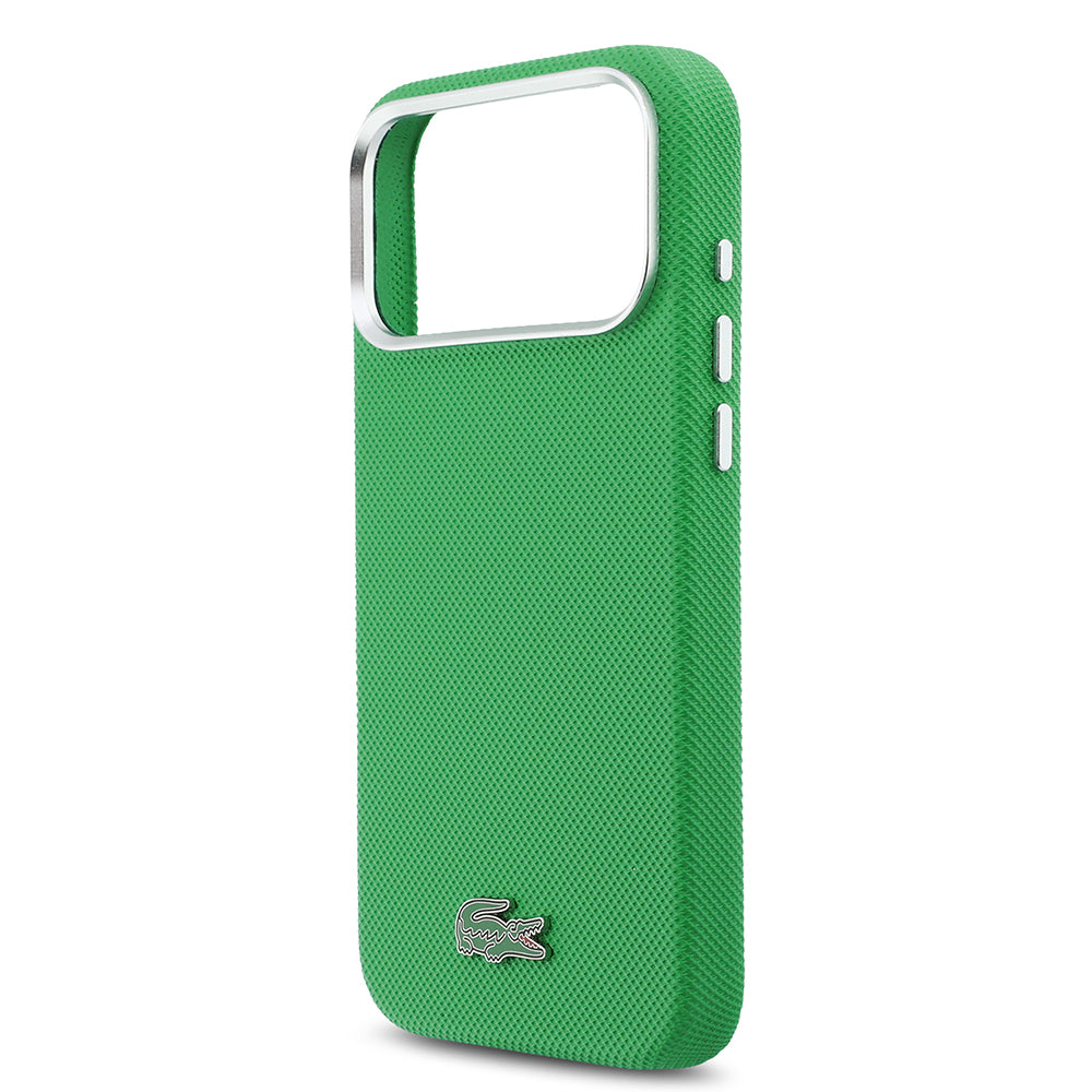 iPhone 17 Pro Max Kılıf Lacoste Orijinal Lisanslı M-Safe Şarj Özellikli PVC Pike Desenli Arka Yüzey İkonik Timsah Dokuma Logolu Kılıf