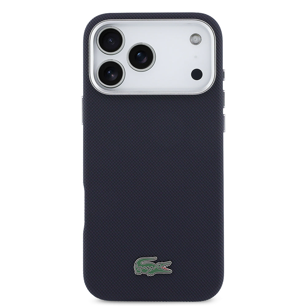 iPhone 17 Pro Max Kılıf Lacoste Orijinal Lisanslı M-Safe Şarj Özellikli PVC Pike Desenli Arka Yüzey İkonik Timsah Dokuma Logolu Kılıf