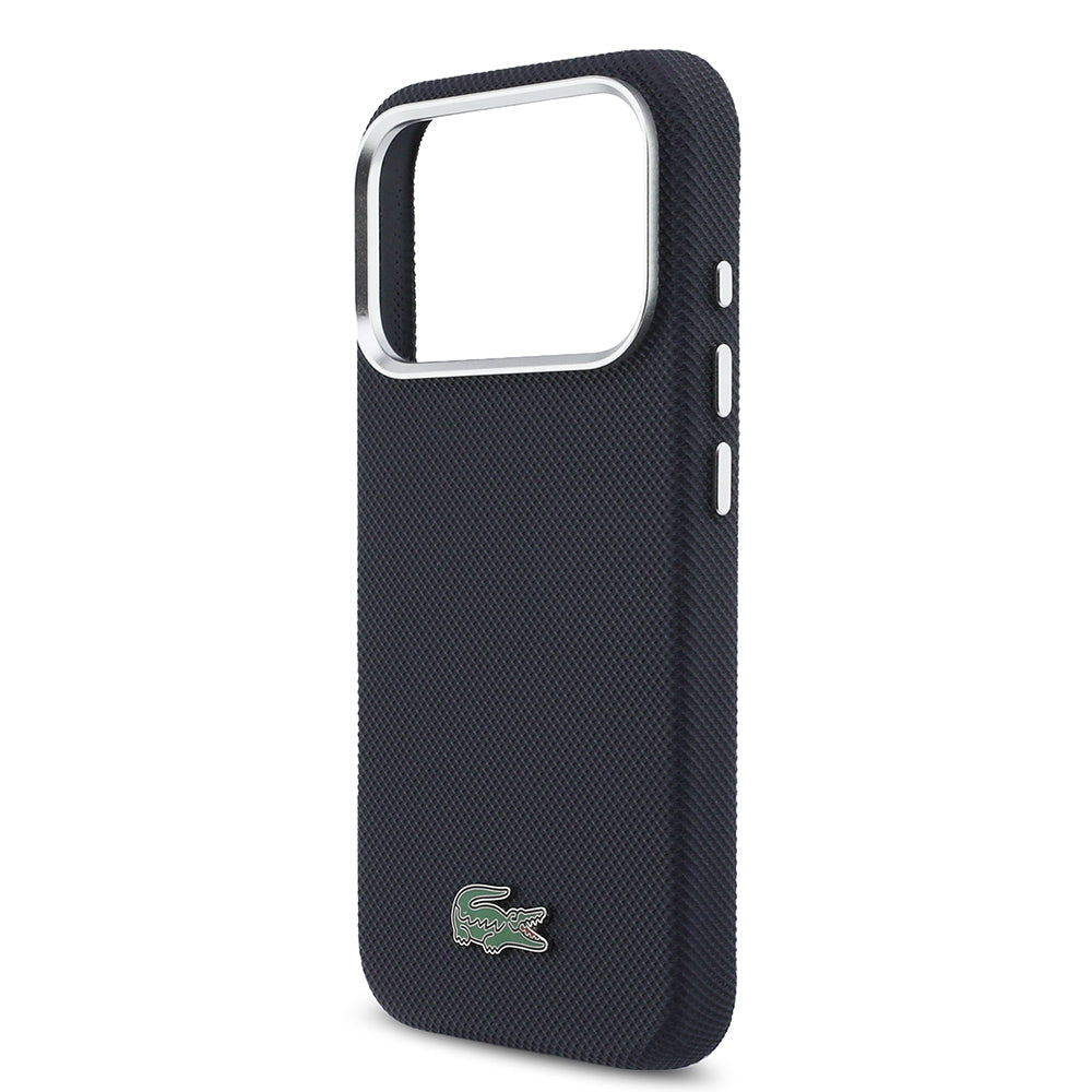 iPhone 17 Pro Max Kılıf Lacoste Orijinal Lisanslı M-Safe Şarj Özellikli PVC Pike Desenli Arka Yüzey İkonik Timsah Dokuma Logolu Kılıf