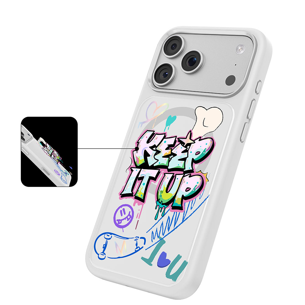 iPhone 17 Pro Max Kılıf M-safe Şarj Özellikli 3D Baskılı Tasarım Mutural Graffiti Serisi Kılıf