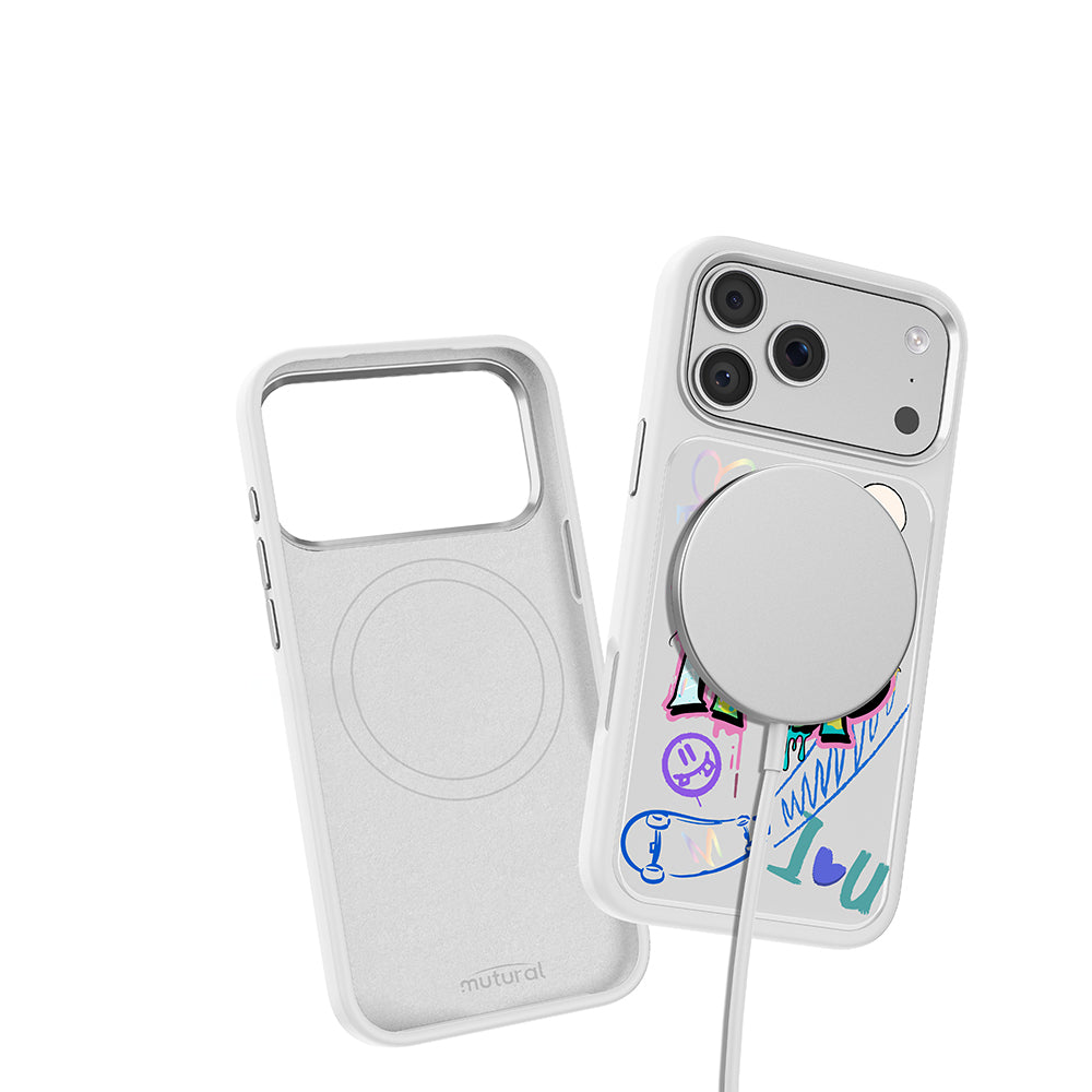iPhone 17 Pro Max Kılıf M-safe Şarj Özellikli 3D Baskılı Tasarım Mutural Graffiti Serisi Kılıf
