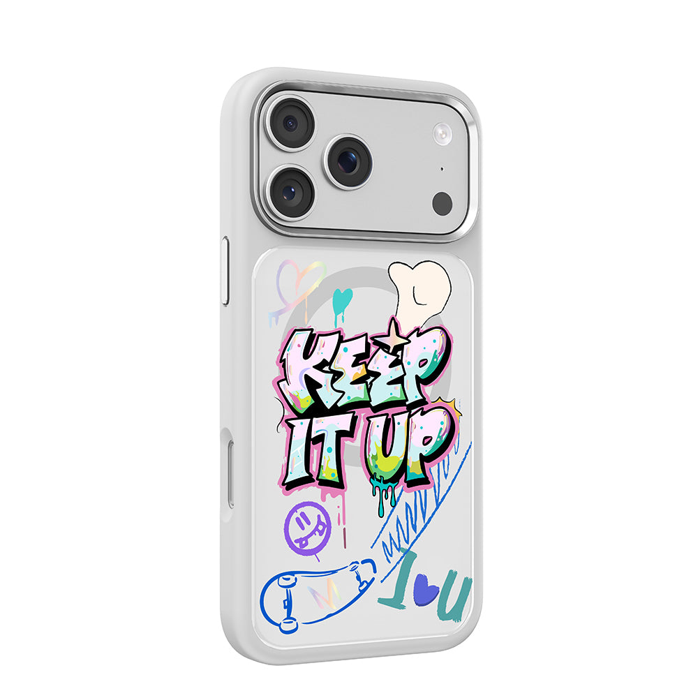 iPhone 17 Pro Max Kılıf M-safe Şarj Özellikli 3D Baskılı Tasarım Mutural Graffiti Serisi Kılıf
