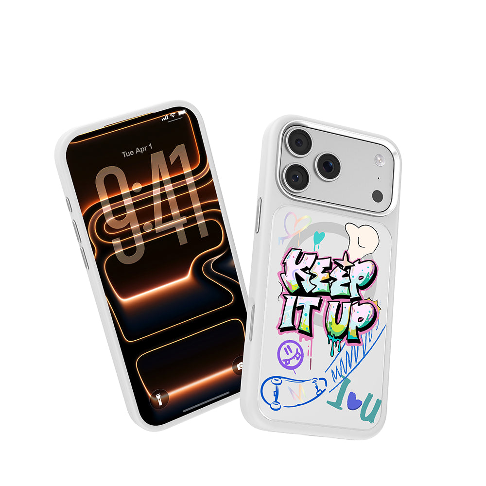 iPhone 17 Pro Max Kılıf M-safe Şarj Özellikli 3D Baskılı Tasarım Mutural Graffiti Serisi Kılıf