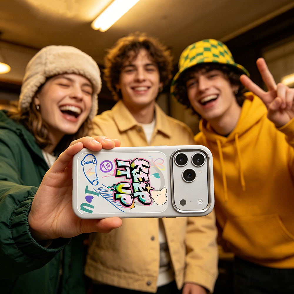 iPhone 17 Pro Max Kılıf M-safe Şarj Özellikli 3D Baskılı Tasarım Mutural Graffiti Serisi Kılıf