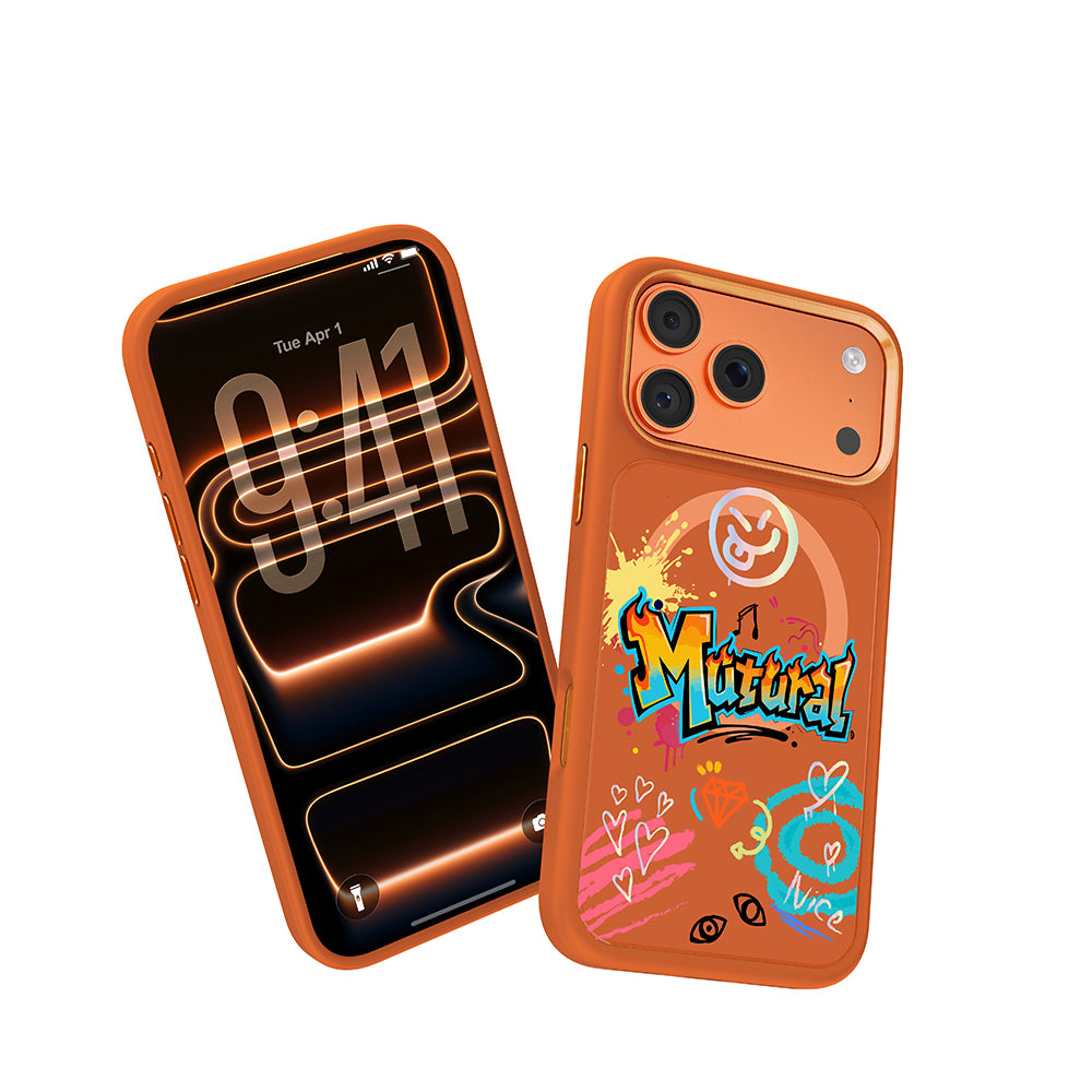 iPhone 17 Pro Max Kılıf M-safe Şarj Özellikli 3D Baskılı Tasarım Mutural Graffiti Serisi Kılıf