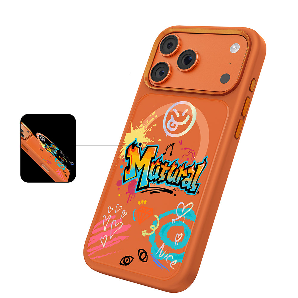 iPhone 17 Pro Max Kılıf M-safe Şarj Özellikli 3D Baskılı Tasarım Mutural Graffiti Serisi Kılıf